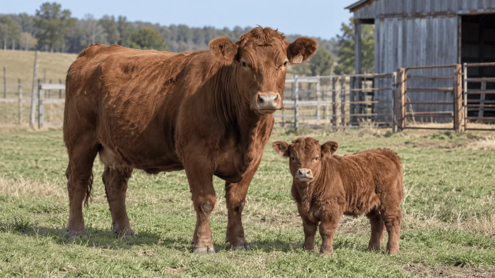 Illustrated Hereford cattle in pasture beside a simple carrier-to-carrier inheritance diagram.